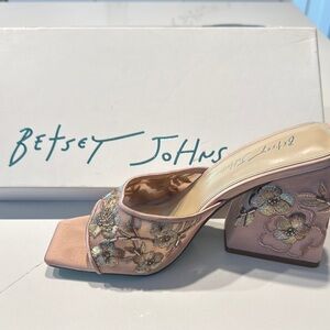 Betsey Johnson Pink Floral Embroidered Women's Heels
